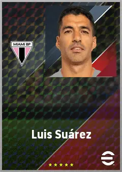 Luis Suárez eFootball 2026 player card, 91 OVR CF