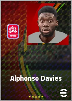 Alphonso Davies eFootball 2026 player card, 90 OVR LB