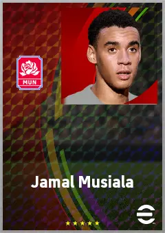 Jamal Musiala eFootball 2026 player card, 88 OVR AMF