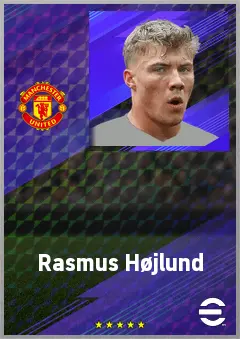 Rasmus Højlund eFootball 2026 player card, 87 OVR CF