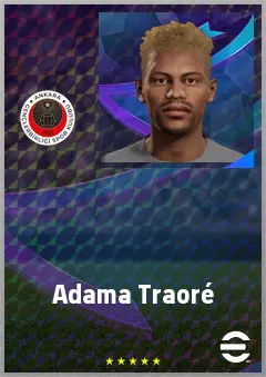 Adama Traoré eFootball 2026 player card, 71 OVR RWF