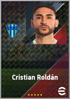 Cristian Roldán eFootball 2026 player card, 74 OVR CMF