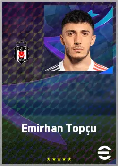 Emirhan Topçu eFootball 2026 player card, 72 OVR CB