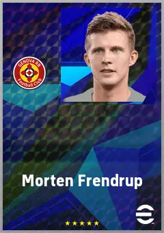 Morten Frendrup eFootball 2026 player card, 74 OVR CMF