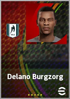 Delano Burgzorg eFootball 2026 player card, 70 OVR LWF