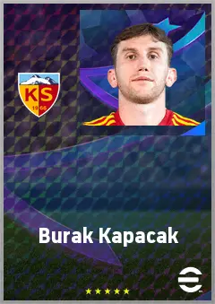 Burak Kapacak eFootball 2026 player card, 68 OVR RWF