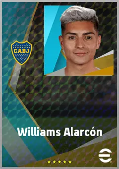 Williams Alarcón eFootball 2026 player card, 74 OVR CMF