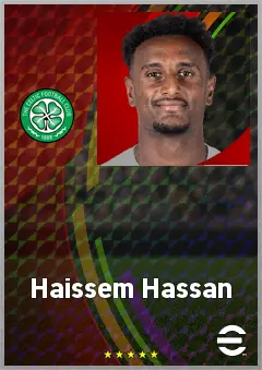Haissem Hassan eFootball 2026 player card, 71 OVR RWF