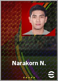 Narakorn N. eFootball 2026 player card, 62 OVR DMF