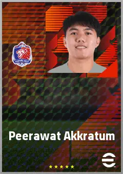 Peerawat Akkratum eFootball 2026 player card, 65 OVR CB