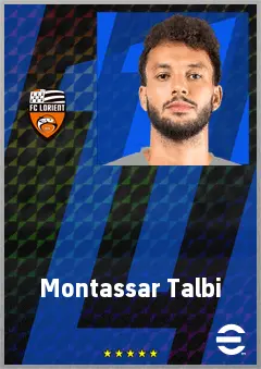 Montassar Talbi eFootball 2026 player card, 73 OVR CB