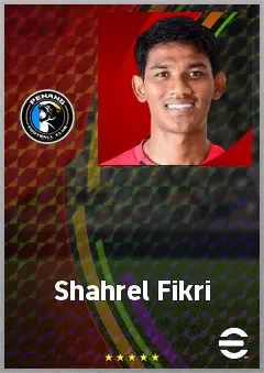 Shahrel Fikri eFootball 2026 player card, 64 OVR CF