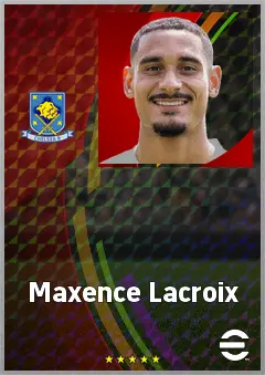 Maxence Lacroix eFootball 2026 player card, 77 OVR CB