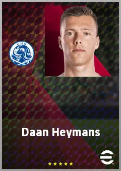 Daan Heymans eFootball 2026 player card, 72 OVR AMF