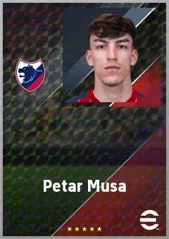 Petar Musa eFootball 2026 player card, 76 OVR CF