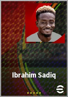 Ibrahim Sadiq eFootball 2026 player card, 71 OVR RWF