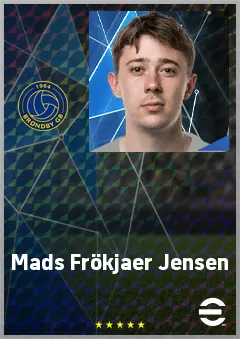 Mads Frökjaer Jensen eFootball 2026 player card, 70 OVR AMF