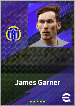 James Garner eFootball 2026 player card, 77 OVR DMF