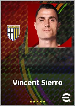Vincent Sierro eFootball 2026 player card, 74 OVR CMF