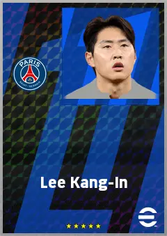 Lee Kang-In eFootball 2026 player card, 77 OVR RWF