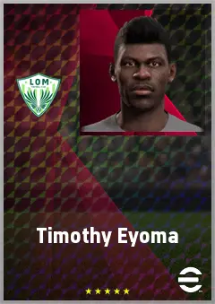 Timothy Eyoma eFootball 2026 player card, 68 OVR RB