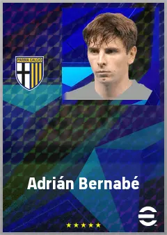 Adrián Bernabé eFootball 2026 player card, 75 OVR CMF