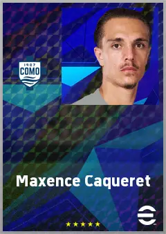 Maxence Caqueret eFootball 2026 player card, 74 OVR CMF