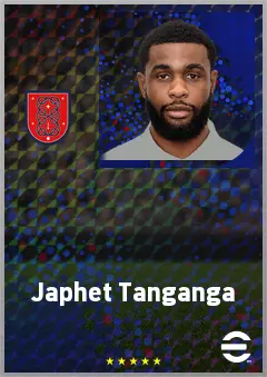 Japhet Tanganga eFootball 2026 player card, 74 OVR CB