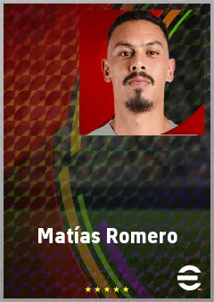 Matías Romero eFootball 2026 player card, 70 OVR RMF