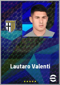 Lautaro Valenti eFootball 2026 player card, 72 OVR CB