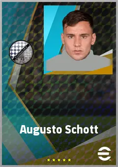 Augusto Schott eFootball 2026 player card, 72 OVR RB
