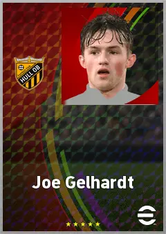 Joe Gelhardt eFootball 2026 player card, 71 OVR CF