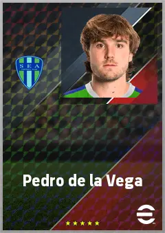 Pedro de la Vega eFootball 2026 player card, 75 OVR RWF