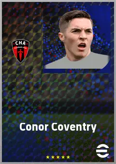 Conor Coventry eFootball 2026 player card, 68 OVR CMF