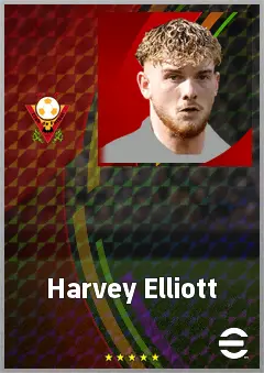 Harvey Elliott eFootball 2026 player card, 74 OVR AMF