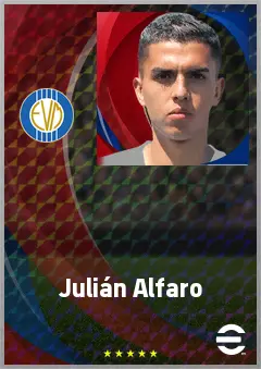 Julián Alfaro eFootball 2026 player card, 67 OVR RWF
