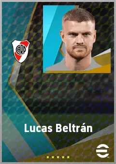Lucas Beltrán eFootball 2026 player card, 74 OVR CF
