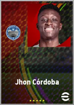 Jhon Córdoba eFootball 2026 player card, 71 OVR RWF