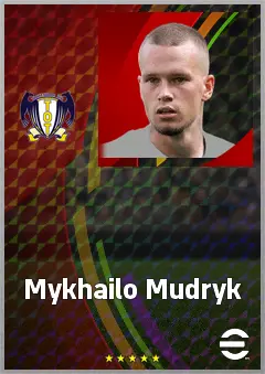 Mykhailo Mudryk eFootball 2026 player card, 74 OVR LWF