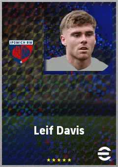 Leif Davis eFootball 2026 player card, 75 OVR LB