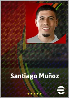 Santiago Muñoz eFootball 2026 player card, 68 OVR RWF