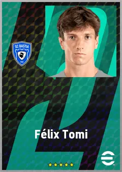 Félix Tomi eFootball 2026 player card, 66 OVR RWF