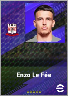 Enzo Le Fée eFootball 2026 player card, 75 OVR CMF