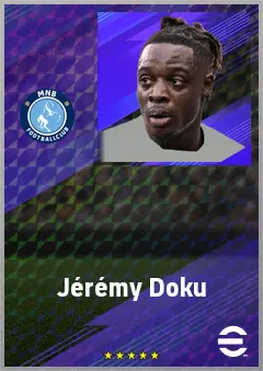 Jérémy Doku eFootball 2026 player card, 79 OVR LWF