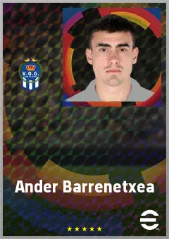 Ander Barrenetxea eFootball 2026 player card, 75 OVR LMF