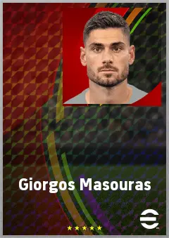 Giorgos Masouras eFootball 2026 player card, 74 OVR LWF