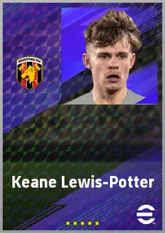 Keane Lewis-Potter eFootball 2026 player card, 74 OVR LB