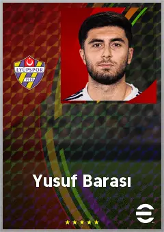 Yusuf Barası eFootball 2026 player card, 68 OVR CF
