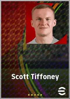 Scott Tiffoney eFootball 2026 player card, 68 OVR LWF