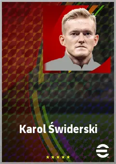 Karol Świderski eFootball 2026 player card, 74 OVR CF